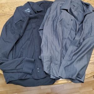 2 statement long sleeve button down mens size 34/35.
